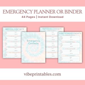 Tie Dye Emergency Planner Or Binder