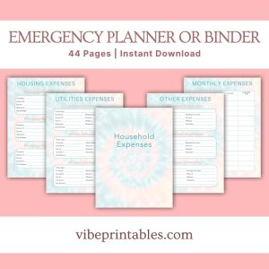 Tie Dye Emergency Planner Or Binder