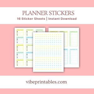 Planner Stickers In Yellow, Blue & Green