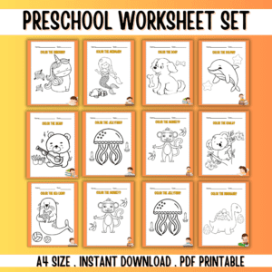 Orange Preschool Worksheet Set