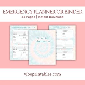 Tie Dye Emergency Planner Or Binder