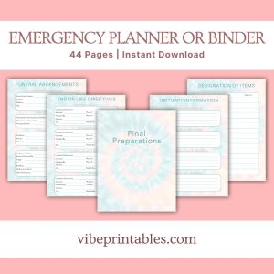 Tie Dye Emergency Planner Or Binder