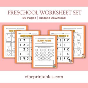 Orange Preschool Worksheet Set