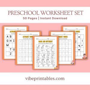 Orange Preschool Worksheet Set