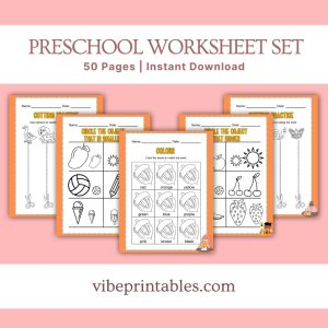 Orange Preschool Worksheet Set