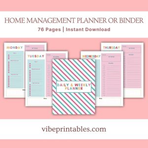 Multicolor Home Management Planner Or Binder