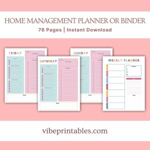 Multicolor Home Management Planner Or Binder