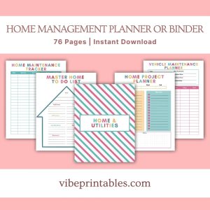 Multicolor Home Management Planner Or Binder