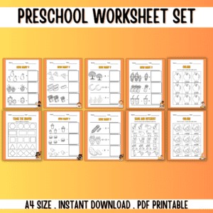 Orange Preschool Worksheet Set