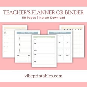 Light Pastel Teacher’s Planner Or Binder