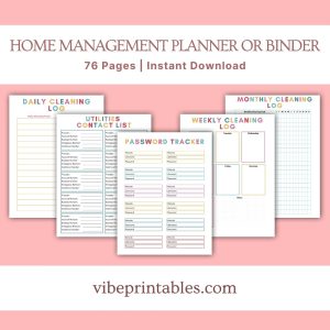 Multicolor Home Management Planner Or Binder