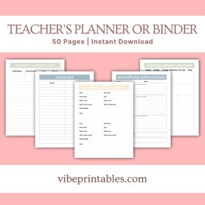 Light Pastel Teacher’s Planner Or Binder