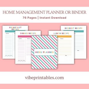 Multicolor Home Management Planner Or Binder