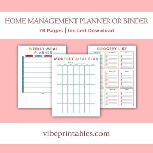 Multicolor Home Management Planner Or Binder