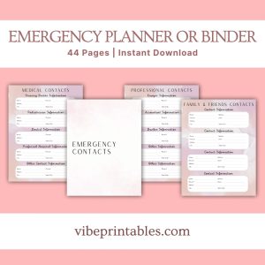 Pink Emergency Planner Or Binder