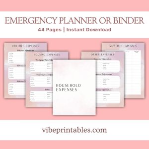 Pink Emergency Planner Or Binder