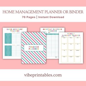 Multicolor Home Management Planner Or Binder