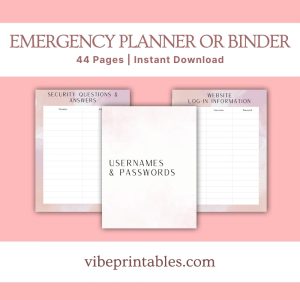 Pink Emergency Planner Or Binder