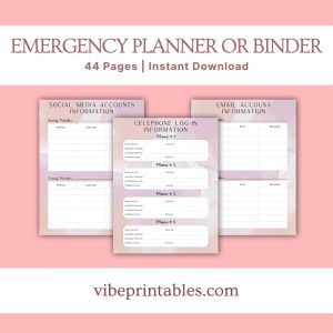 Pink Emergency Planner Or Binder