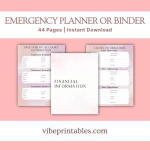 Pink Emergency Planner Or Binder