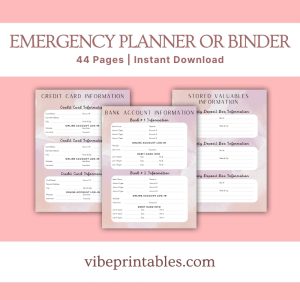 Pink Emergency Planner Or Binder