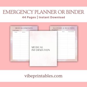 Pink Emergency Planner Or Binder