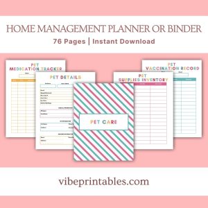 Multicolor Home Management Planner Or Binder