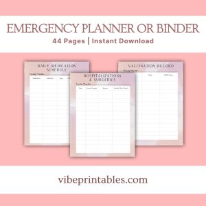 Pink Emergency Planner Or Binder