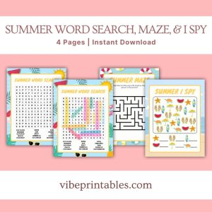 Summer Word Search, Maze & I Spy