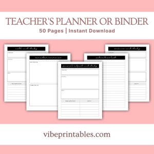 Black & White Teacher’s Planner Or Binder