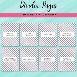 Multicolor Printable Home Management Binder