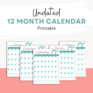 UNDATED 12 MONTH CALENDAR PRINTABLE