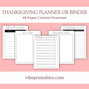 Plain Design Thanksgiving Planner Or Binder