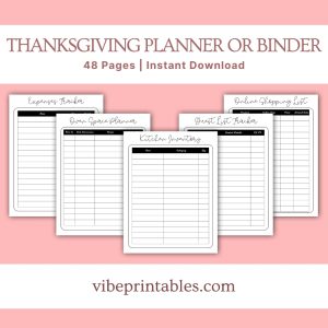 Plain Design Thanksgiving Planner Or Binder