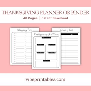 Plain Design Thanksgiving Planner Or Binder