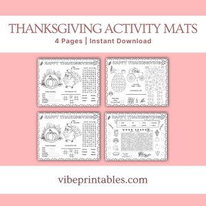 Thanksgiving Activity Mat For Kids