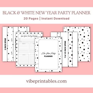 New Year Party Planner Or Binder In Black & White