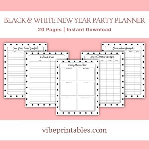 New Year Party Planner Or Binder In Black & White