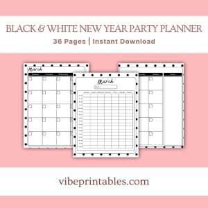 New Year Party Planner Or Binder In Black & White