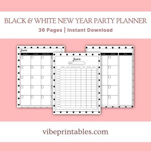 New Year Party Planner Or Binder In Black & White