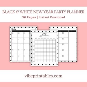 New Year Party Planner Or Binder In Black & White