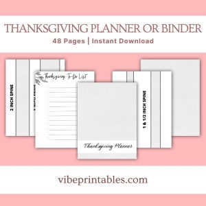 Black & White Thanksgiving Planner Or Binder