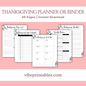 Black & White Thanksgiving Planner Or Binder