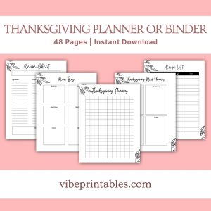 Black & White Thanksgiving Planner Or Binder