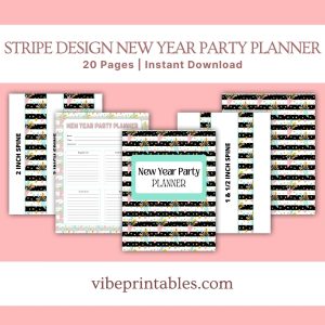 Stripe Design New Year Party Planner Or Binder