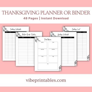 Black & White Thanksgiving Planner Or Binder