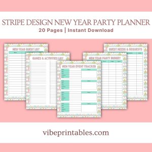 Stripe Design New Year Party Planner Or Binder