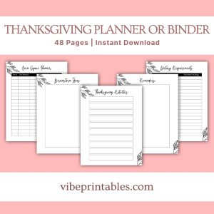 Black & White Thanksgiving Planner Or Binder