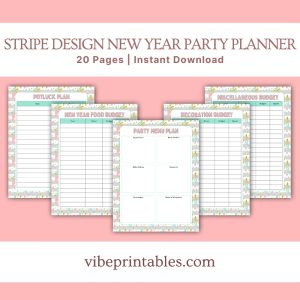 Stripe Design New Year Party Planner Or Binder