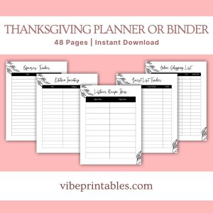 Black & White Thanksgiving Planner Or Binder